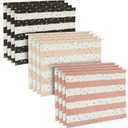 Paper Junkie 12 Pack Striped Decorative Hanging File Folders with 1/5 Tab for File Cabinet Featuring Gold Foil Dots in 3 Colors (11.75 x 9 in)