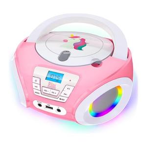 TINYGEEKS Tunes Kids Boombox CD Player for Children - FM Radio - Includes Batteries - Pink Radio - CD Player with Speakers for Children and Toddlers - Pink