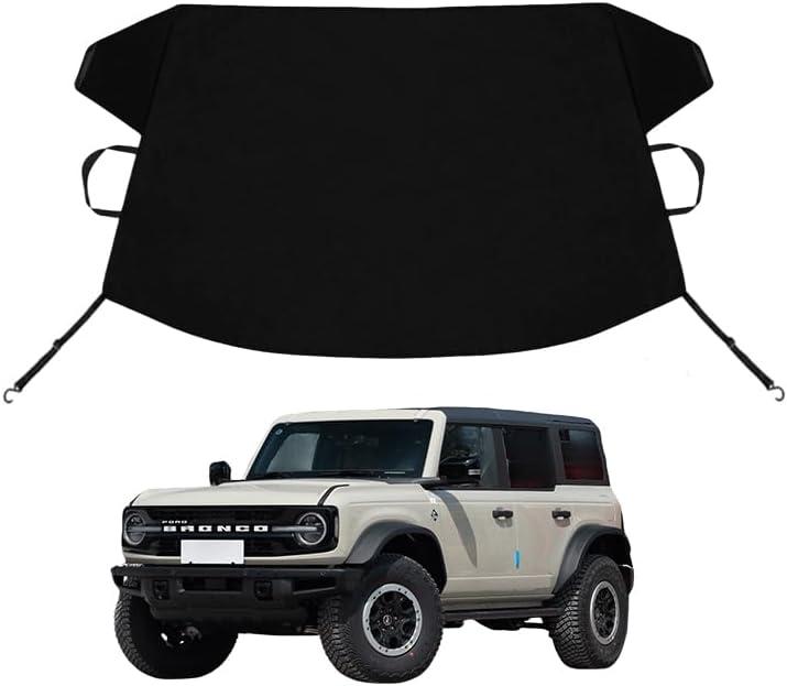 Bronco Custom Windshield Cover for Ice and Snow Fo-rd Bronco Heavy Duty 600D Oxford Fabric Windshield Protector Fit Waterproof Hail Frost Cover Winter Car Accessories