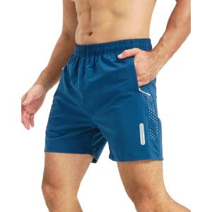 Men's Athletic Shorts Quick Dry Workout Shorts 7"/ 5"/ 9" Lightweight Hiking Linerless (Blue, S)