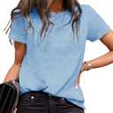 EVALESS Womens Casual Polka Dot Tops Crewneck Short Sleeve T Shirts Fashion Outfits 2025 Spring Summer Shirts, XL