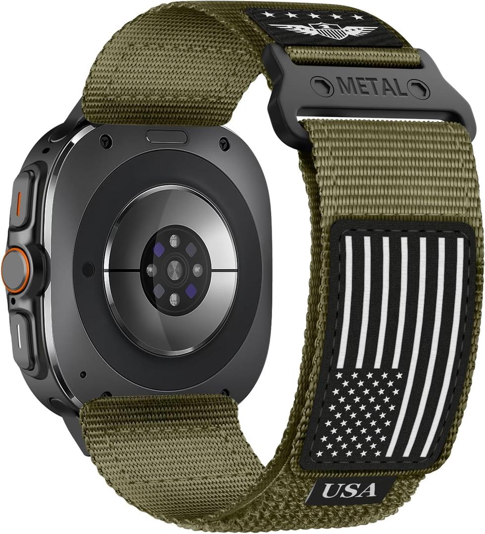 Rugged Nylon Band for Galaxy Watch Ultra Bands 47mm (2025/2024) for Men Women,One Click No Gap Fabric Woven Wristbands Adjustable Sport Strap for Samsung Galaxy Watch Ultra Band 47 mm for Man,L