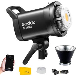 Godox SL60 SL60IID 70W LED Video Light, Cob Video Light Bowens Mount LED Studio Light, Support APP Control, CRI96+ TLCI97+, Daylight 5600K, 18600Lux@1m, Built-in 8 FX Effects, Dimmable Brightness