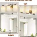3-Light Bathroom Light Fixtures, Modern Vanity Lights, Brushed Nickel Metal Wall Lamp with White Marble Glass for Bathroom, Mirror, Living Room, Bedroom, Cabinet, Porch, Hallway, E26 Base