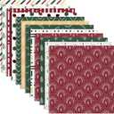 24 Sheets Christmas Boho Pattern Pad 11.8'' x 11.8'' Christmas Scrapbook Paper Pad Boho Red and Green Textured Patterned Double-Sided Cardstock Paper for Background DIY Card Making Origami