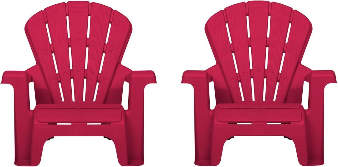 Little Tikes Kids Garden Chair 2 Pack in Red, Outdoor Toddler Activity Adirondack Chairs for Picnic, Garden, Patio, Backyard & Beach, Outdoor Chair Set