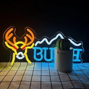 Beer LED Neon Sign Deer Neon Light Led Signs Wall Decor Suitable for For Display Handcraft Artwork Gift Shop Store Recreation Room Home Room Garage Wall Windows Home Bar Pub Man Cave Party