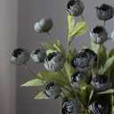 VIERENA 6 Pcs Faux Silk Peony Artificial Flowers for Vase -27", Bulk Fake Peonies Branches with Stems for DIY Bouquet Centerpieces Wedding Fillers Arrangements Shower Decorations (Dark Gray)