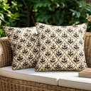 MIULEE Pack of 2 Decorative Outdoor Waterproof Throw Pillow Covers Flower Print Chic Boho Accent Pillow Covers for Square Garden Patio Cushion 20x20 Inch, Coffe-Brown