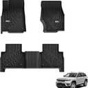 3W Floor Mats Fit for 2022-2025 Jeep Grand Cherokee (Non L or WK) TPE All Weather Custom Fit Floor Liner 1st and 2nd Row Full Set Car Mats, Black