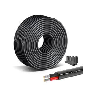 22 Gauge Stranded Copper Wire 22/2 AWG Oxygen-Free Hookup Cable - 49.21FT UL2464 Certified Flexible PVC Cord for LED Strip Lighting, Car Audio Systems, 5V/12V/24V Low Voltage Applications