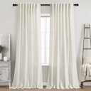 Cream Linen Back Tab Curtains 84 Inch Length for Living Room 2 Panel Set Neutral Modern Farmhouse Window Privacy Semi Sheer Linen Drapes Rustic Pinch Pleated Look Curtain Natural Ivory Colored 84"L x 52"W
