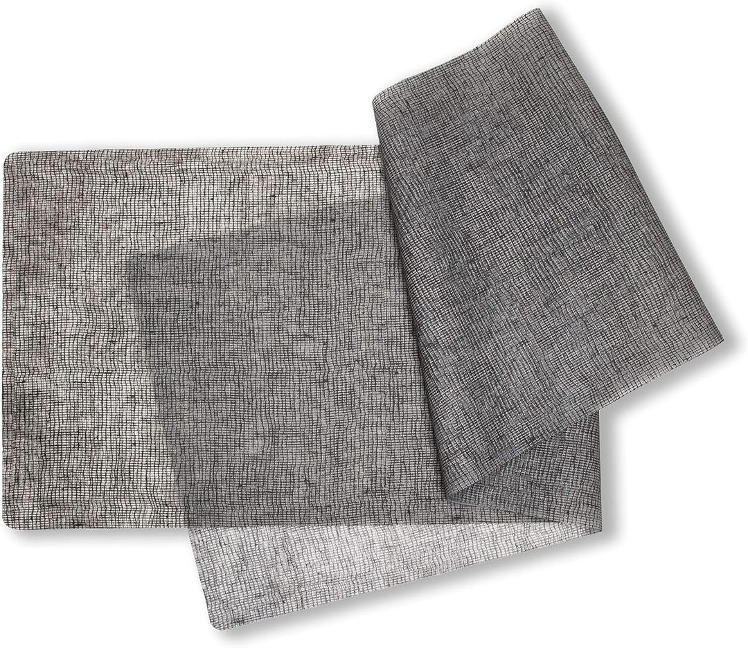 MODERN-TWIST Linen Print 100% Plastic Free Silicone Tabletop, Dining, Decoration, Modern Design, Table Runner, 14” x 72”
