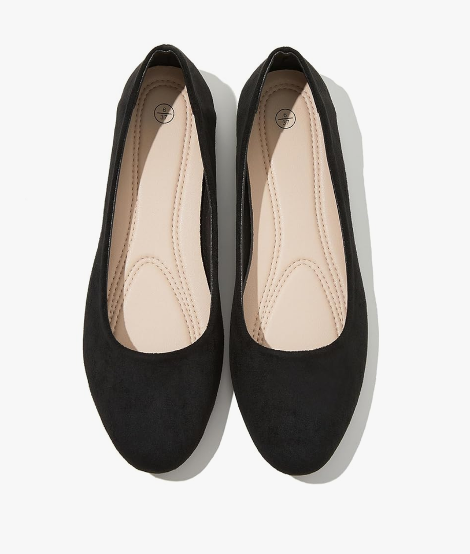 Shupua Flats for Women Round Toe Flat Shoes Dressy Black Ballet Flats Comfortable Womens Dress Shoes Ballerina Flats for Work
 Size 41