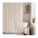 AmazerBath Boho Farmhouse Shower Curtain with Tassels, Beige Shower Curtain Set Fabric, Soft Cloth Chevron Rustic Shower Curtain with Hooks, Hotel Quality, 72x72 Inches