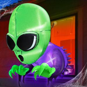 TURNMEON 4 Ft Halloween Inflatables Outdoor Decorations Alien Broke Out from Window with Built-in LED Blow Up Inflatable for Scary Halloween Decoration Party Home Indoor Outside Yard Garden Lawn Decor