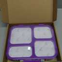 Stainless Steel Bento Box for Kids Adults with Silicone Container, Leak Proof 4 Compartments Metal Lunch Box, Removable Silicone Seal & Clear Lid Food Container for School Office, BPA-Free(Purple)