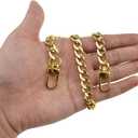 HAHIYO Purse Chain Strap 15.7 Inches Yellow Gold for Shoulder Cross Body Sling Handbag Clutch Replacement Comfortable Flat 0.4" Wide 2.4mm Extra Thick Metal 1 Pack