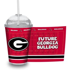 Rico Industries NCAA Georgia Bulldogs Standard 12oz Acrylic Tumbler, Officially Licensed Youth Double Wall Tumbler with Swirly Straw