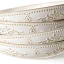 Artena Pasta Bowls, 50oz Large Salad Serving Bowls, 9.75'' Plates Bowls Set of 4, Big White Ceramic Soup Bowls for Kitchen, Embossment Shallow Dinner Bowl, Microwave Dishwasher Safe, Damask Floral
