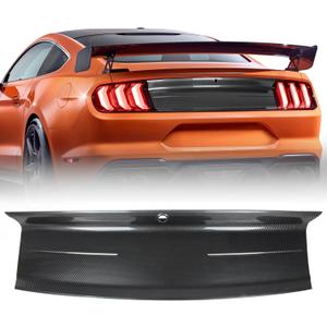 Rear Decklid Panel Trim Compatible with Ford Mustang 2015-2023, External Accessories Trunk Center Cover Panel Trim Compatible with Ford Mustang 2015-2023(Carbon Fiber Texture with Line)