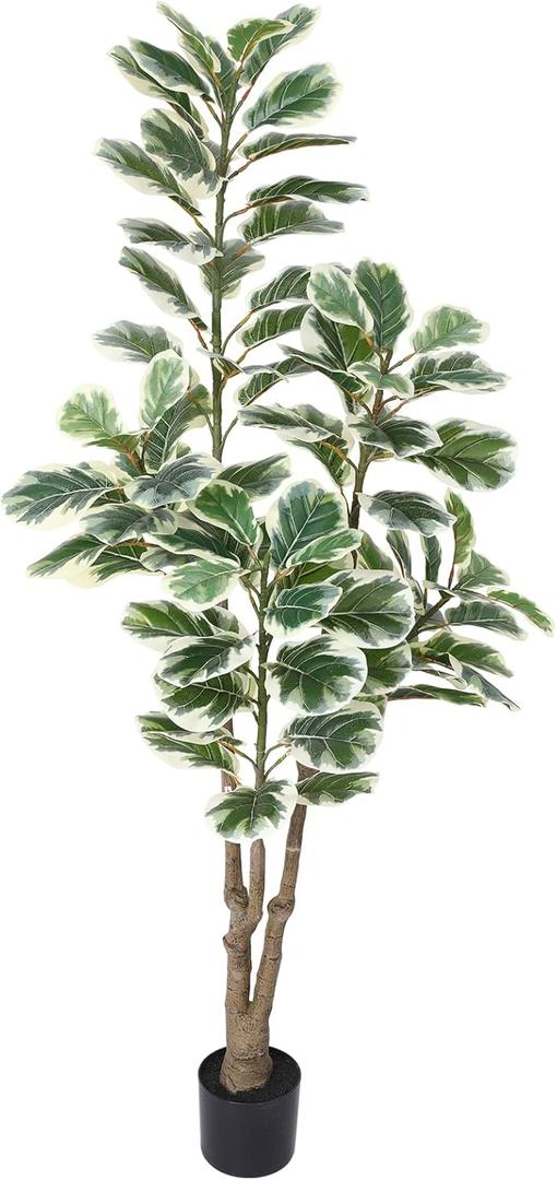 6ft Artificial Plant Fiddle Leaf Fig Tree,Faux Ficus Lyrata in Pot,Faux Ficus Tree,Ficus Silk Plant Artificial Trees for Office Indoor Outdoor Garden Living Room Home Decor (Green-white) 6ft Artificial Plant Fiddle Leaf Fig Tree,Faux Ficus Lyrata in Pot,Faux Ficus Tree,Ficus Silk Plant Artificial Trees for Office Indoor Outdoor Garden Living Room Home Decor (Green-white)