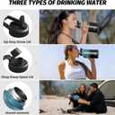 64oz Insulated Water Bottle (Cold for 48 Hrs),BPA Free&Leak Proof,Half Gallon Stainless Steel Water Flask,Water Jug with Straw Spout Lids for Gym,Hiking,Camping,Black Blue
