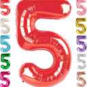 Balloon Numbers 40 Inch 5 Ballon for 5th Birthday Decorations, 15 25 35 50 Big Red Number Balloons for Wedding Photo Shoot Party Decor