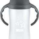 NUK Learner Cup, 10 Ounce, Tritan Gray Star BPA Free, Spill Proof Sippy Cup
