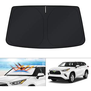 KUST Windshield Sun Shade for 2020-2024 2025 2026 Toyota Highlander Accessories Custom Fit Sunshade Sun Visor Protector Foldable Blocks UV Rays Keep Your Car Cooler