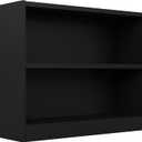 Bush Home Small 2 Shelf Bookcase, 2 Tier Bookshelf Storage Cabinet with Adjustable Shelf for Living Room, Bedroom or Home Office, Universal Collection, Black
