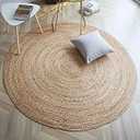 FRELISH DECOR Handwoven Jute Area Rug - 7 feet Round - Natural Yarn - Rustic Vintage Beige Braided Reversible Rug - Eco Friendly Rugs for Bedroom - Kitchen - Living Room - Farmhouse (7' Round)