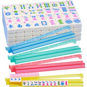 YANMEIYA American Mahjong Tile Set 166 Mahjong Tile Set 1.2-inch American Mahjong Set with 4PCS Mahjong Racks with Pushers