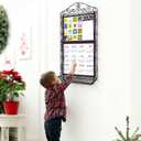 Zonon Wrought Iron Wall Display Organizer Metal Calendar Holder with Basket 18 x 32 Inches Multi Purpose Wall Mounted Holder Vertical Poster Hanger for Canvas Artwork Diamond Painting Display(Flower)