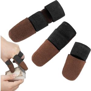 Aliceset 3 Pcs Thumb and Finger Guards for Wood Carving 3 Size Durable Leather Finger Protectors for Crafting Woodworking Kit, Comfortable Fit for All Hand Sizes
