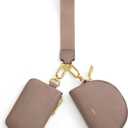 Kattee Mini Leather Wristlet Wallets for Women, Zip Around Dual Pouch Keychain Wristlet Detachable Coin Purse Change Pouch (Khaki)