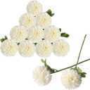 CCINEE 12Pcs Artificial Flowers Chrysanthemum Ball, Silk Floral Arrangement Fake Flowers Bouquet Long Stem Hydrangea for Home Office Coffee House Parties and Wedding Decor (White)