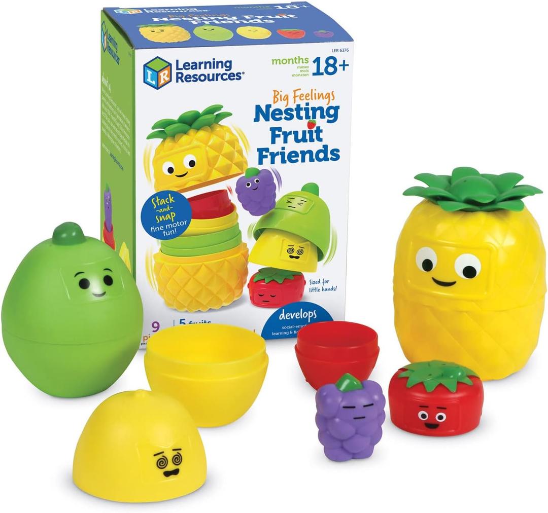 Learning Resources Big Feelings Nesting Fruit Friends, Social Emotional Toys for Toddlers, Sensory Toys, Speech Therapy Materials, Easter Toys ,Ages 18+ Months, 9 Pieces