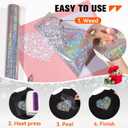 WRAPXPERT Silver Holographic HTV Iron on Silver Heat Transfer Vinyl for T-Shirts, 12''x5ft Holographic Glitter Vinyl Rolls for DIY Clothing Pattern,Stretchable & Washable