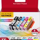 QUEENPRINT PGI-250XL CLI-251XL 5-Pack Compatible Canon pixma Ink Replacement for Canon 250 251 Ink Cartridge to use with PIXMA MX922 MG5520 IX6820 MG6320 MG6620 IP8720