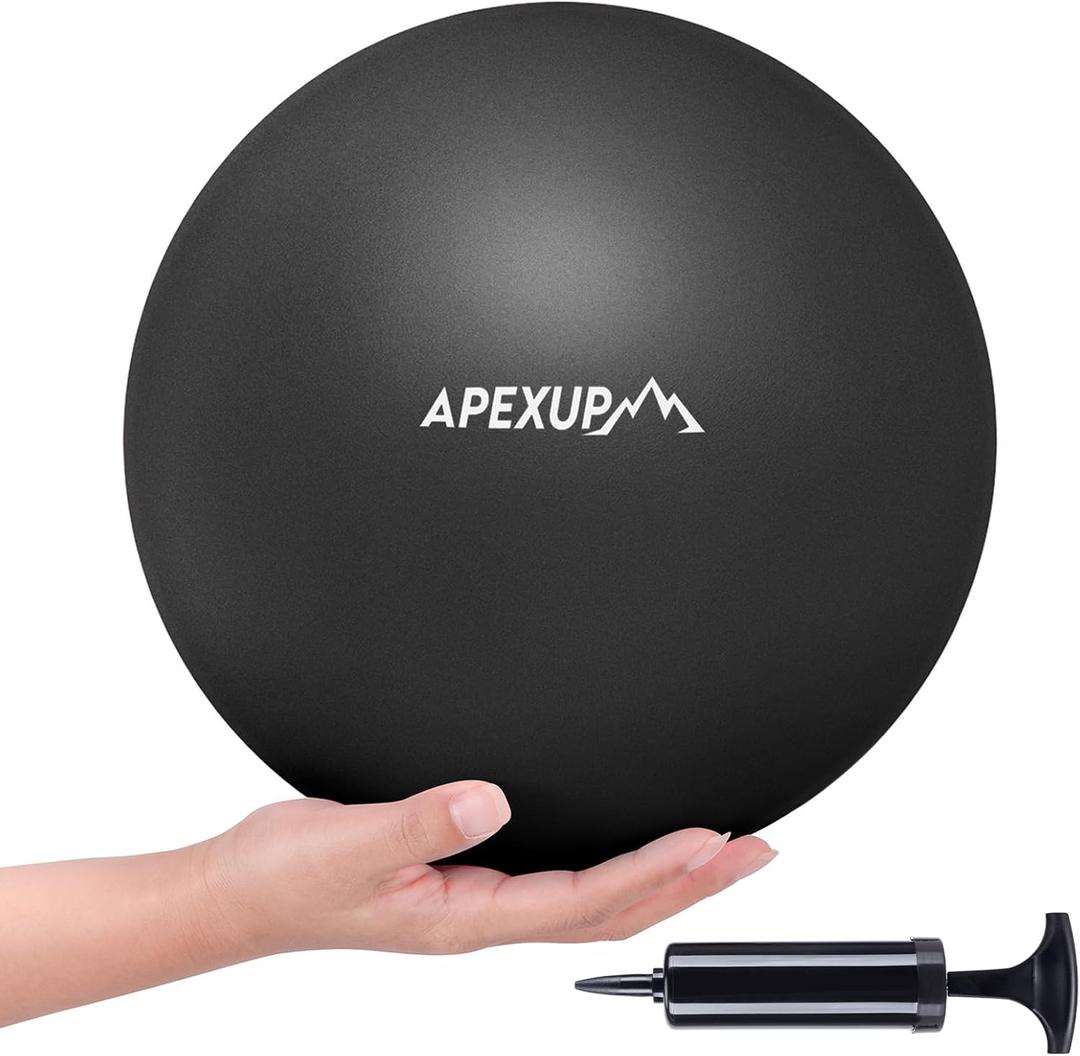 APEXUP 9 Inch Pilates Ball Small Exercise Ball for Yoga, Fitness, Balance, Core Workout, Physical Therapy (XXS (9") 23cm, Black)
