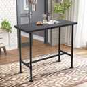 Diwhy Industrial Design Pipe Dining Table Casual Pub Bar Laptop Modern Studio Wood And Metal Rectangular Dining Table.