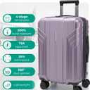 BAGSMART Expandable Carry On Luggage 22x14x9 Airline Approved, 20 Inch Travel Luggage with Spinner Wheels, Lightweight Hard Shell Suitcase Carry on Lavender Purple