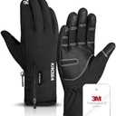 krosa 5-Layer Winter Gloves for Men & Women Made with 3M Thinsulate, -10℉ Waterproof Work Gloves for Cold Weather, Snow Ski Gloves with 10 Touchscreen Fingers, Black, L
