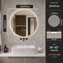 LAIYA 32 Inch Gold Round LED Bathroom Mirror, Anti Fog, Dimmable, 3 Colors