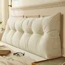 Large Cream White Headboard Pillow Triangular Twin Soft Wedge Pillow Positioning Support Reading Backrest Cushions for Day Bunk Backrest Support, Twin-39x20x8in