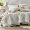 Degrees of Comfort Ruffle Edge Comforter Set - King/Cal King Gray, Farmhouse All-Season 3 PCS Bedding Set with Modern Neutral Design for Easy Care Bedrooms