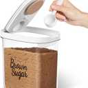 Brown Sugar Keeper Storage Container, 1.9 Quart Brown Sugar Container Airtight with Spoon, Clear food storage containers with lids