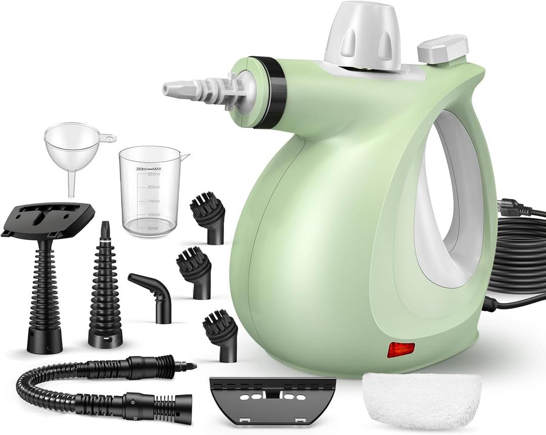 1200W Handheld Steam Cleaner for Home, Powerful Natural MultiSurface Steam Cleaner with 11 Accessories, 11.8oz Pressurized Steamer for Deep Cleaning Tile, Grout, Showers, Bathrooms, Kitchens & Car