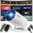 Mini Projector with WiFi and Bluetooth Built-in Apps Smart Projector Support 4K 1080P FHD 180 Adjustable Auto Keystone Compatible with HDMI/TV Stick/Memory Stick/Laptop, White